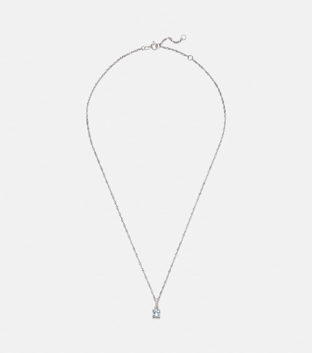 Le Bleu 14kt white gold necklace with diamonds and aquamarine | Stone and Strand