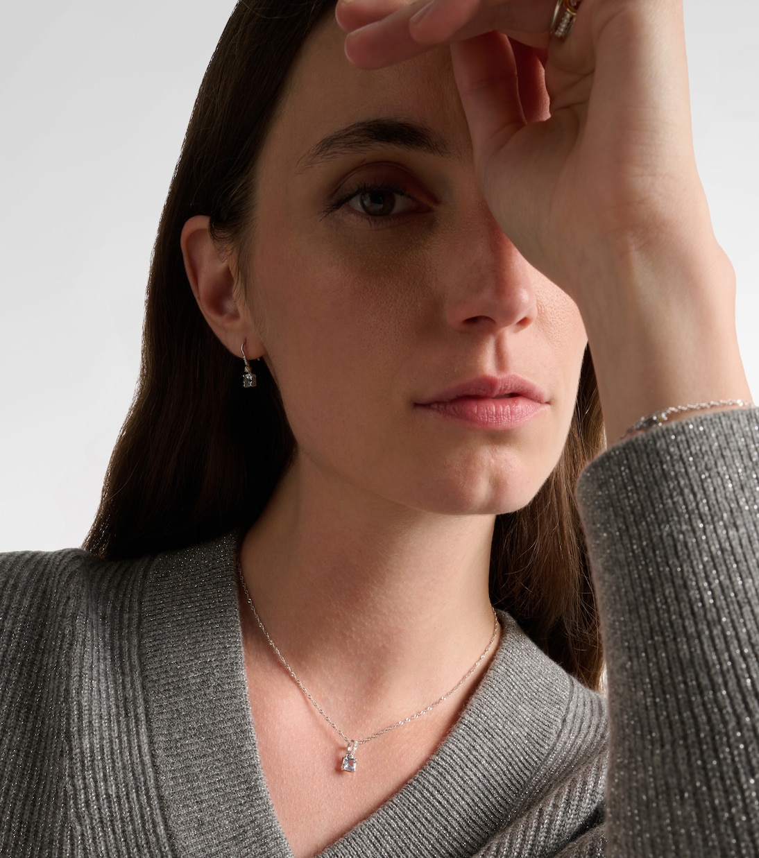 Le Bleu 14kt white gold necklace with diamonds and aquamarine | Stone and Strand