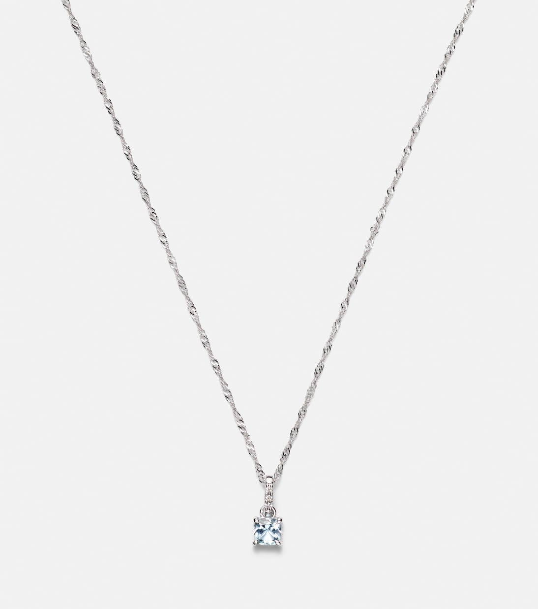 Le Bleu 14kt white gold necklace with diamonds and aquamarine | Stone and Strand