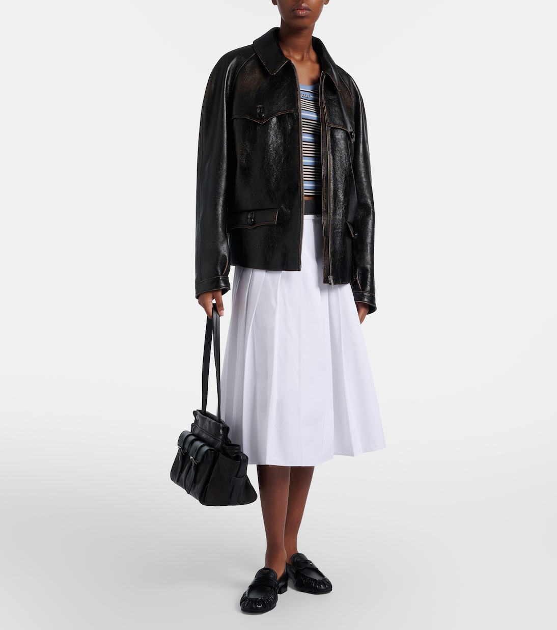 Débardeur rayé en coton mélangé | Prada