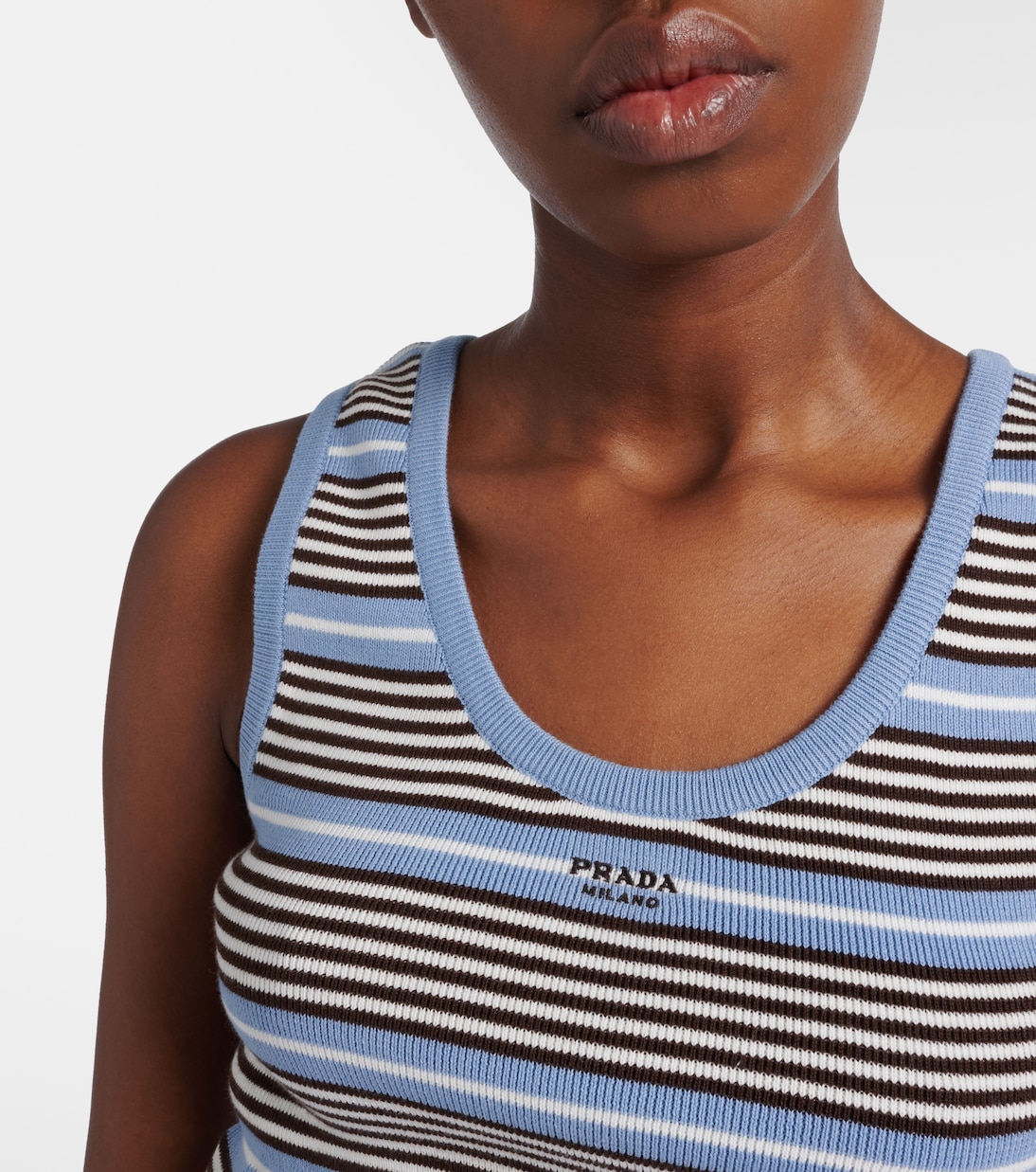 Débardeur rayé en coton mélangé | Prada