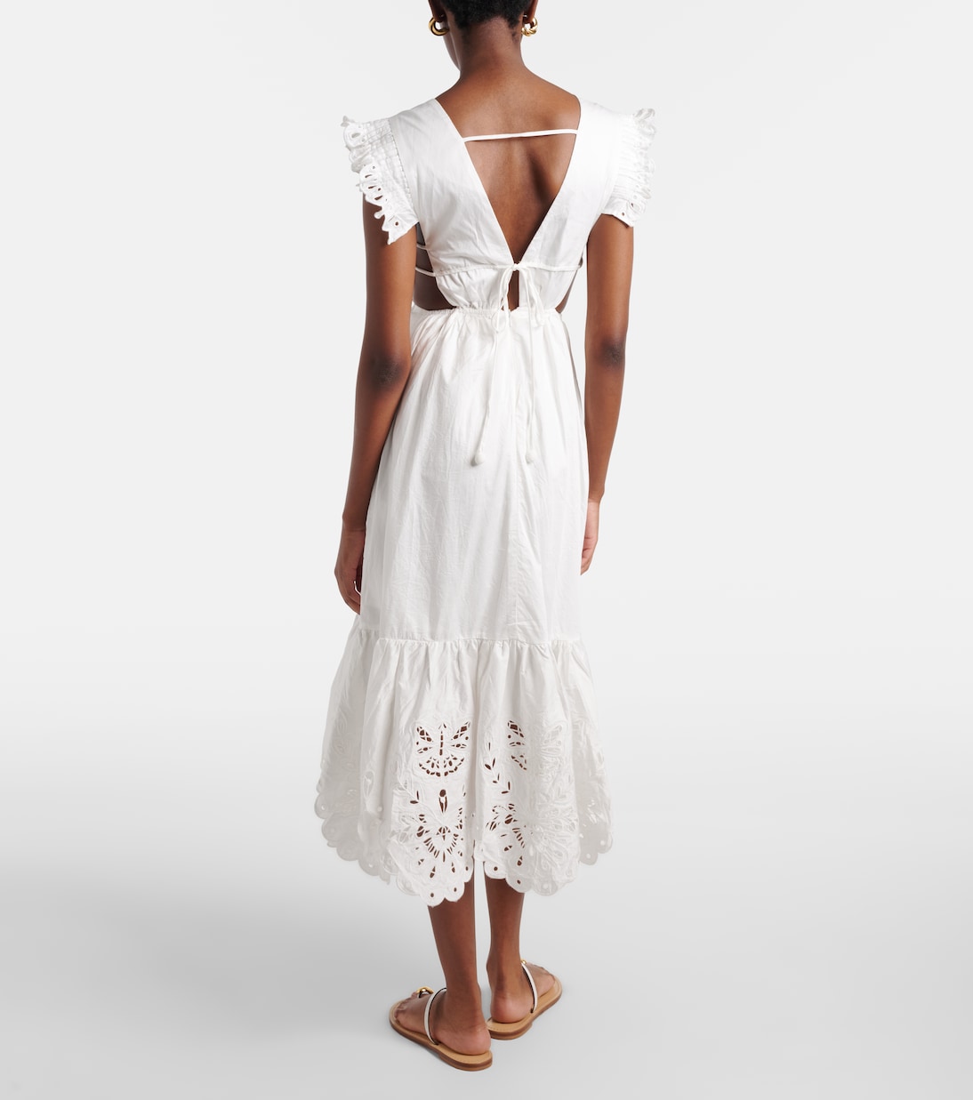 Abito midi in cotone con ricamo sangallo | Farm Rio
