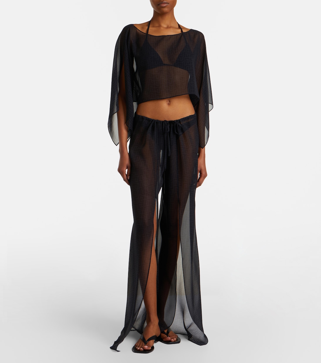 Pantalon ample Monogram en soie | Balmain
