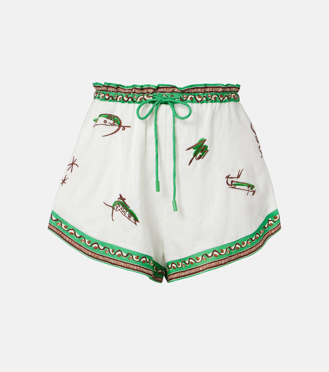 Wanda embroidered linen shorts | Alémais