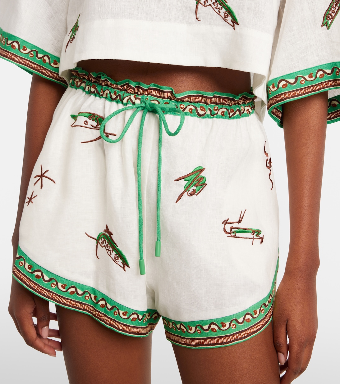 Wanda embroidered linen shorts | Alémais