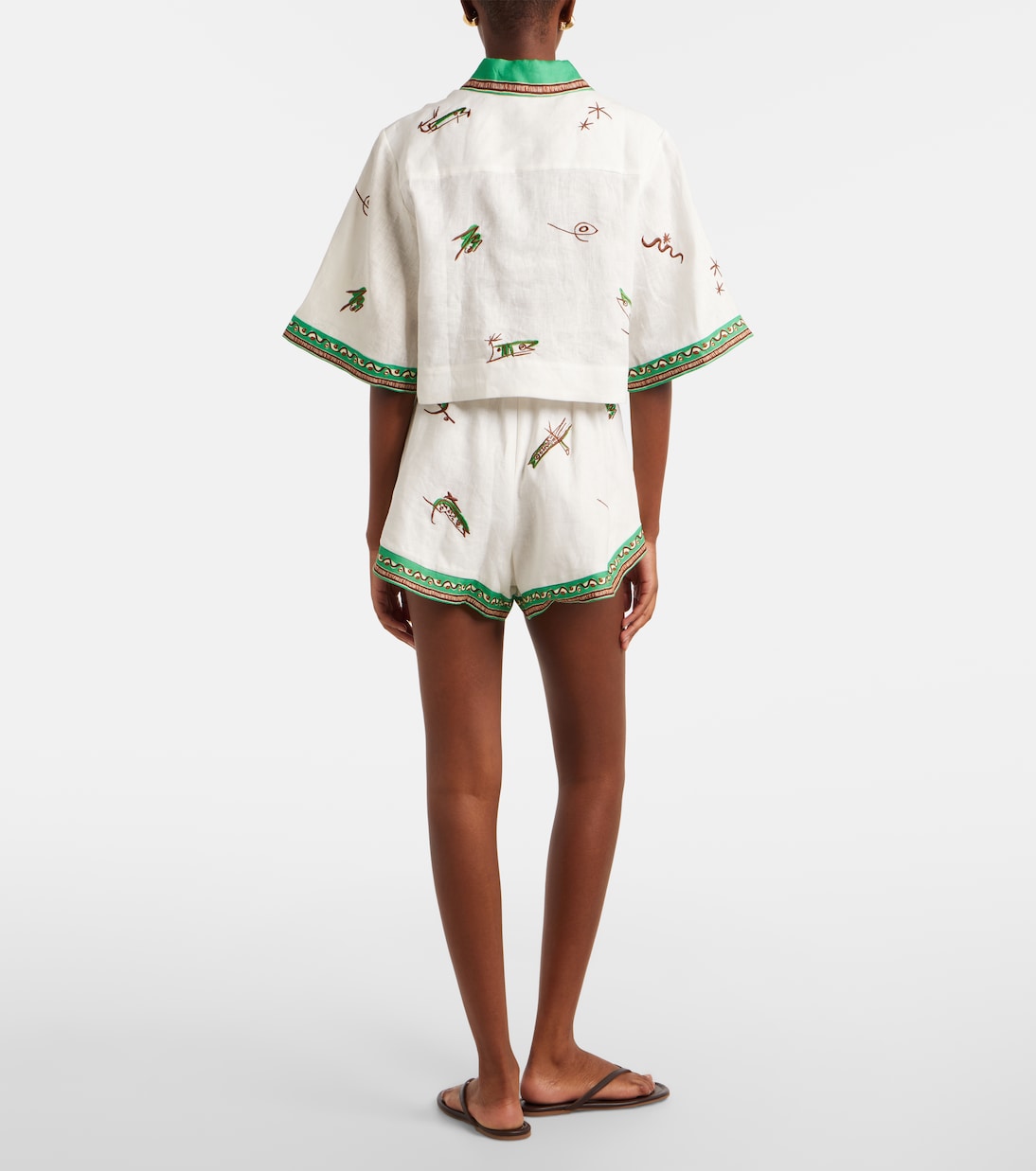 Wanda embroidered linen shorts | Alémais