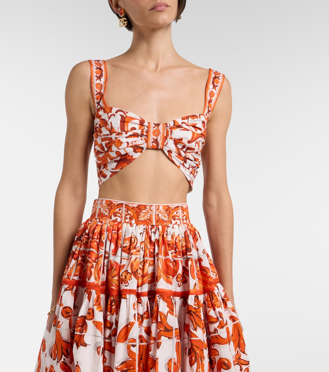 Majolica cotton poplin crop top | Dolce&Gabbana