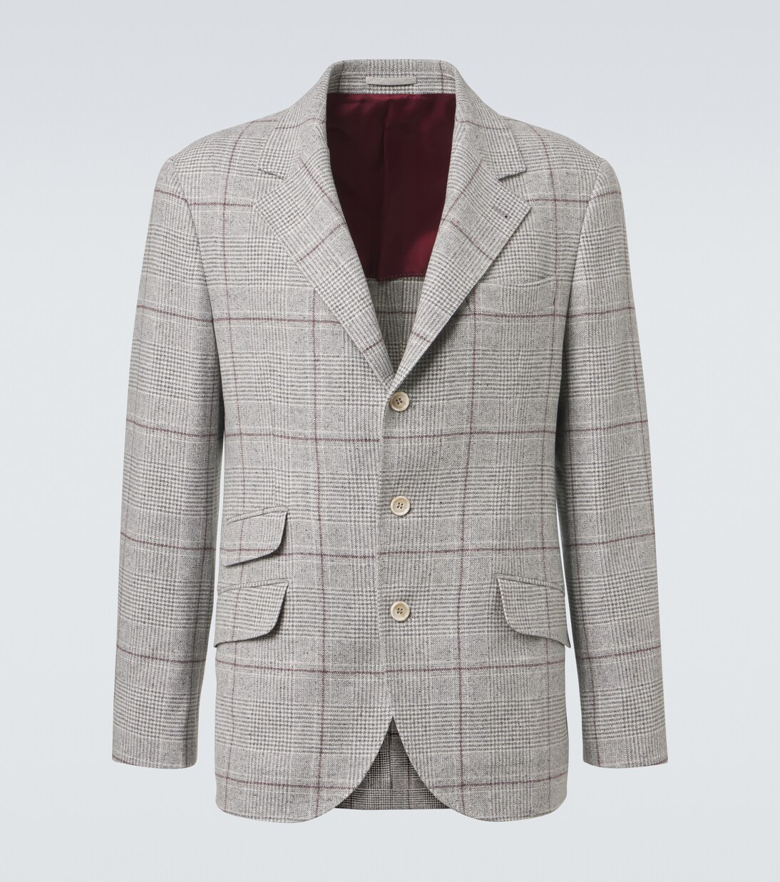 Checked silk, wool, and cashmere blazer | Brunello Cucinelli