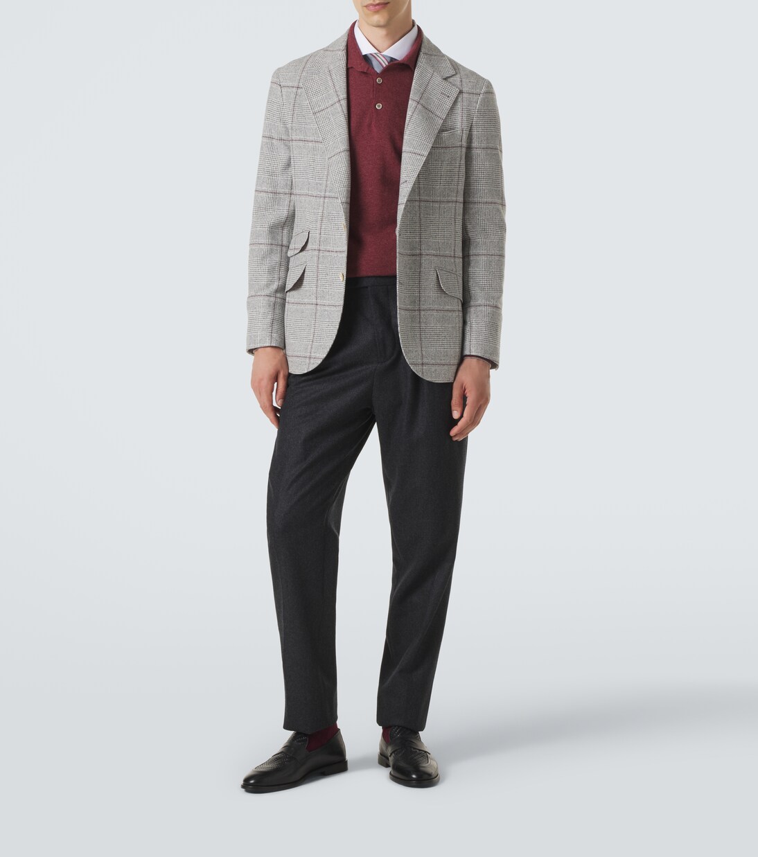 Checked silk, wool, and cashmere blazer | Brunello Cucinelli