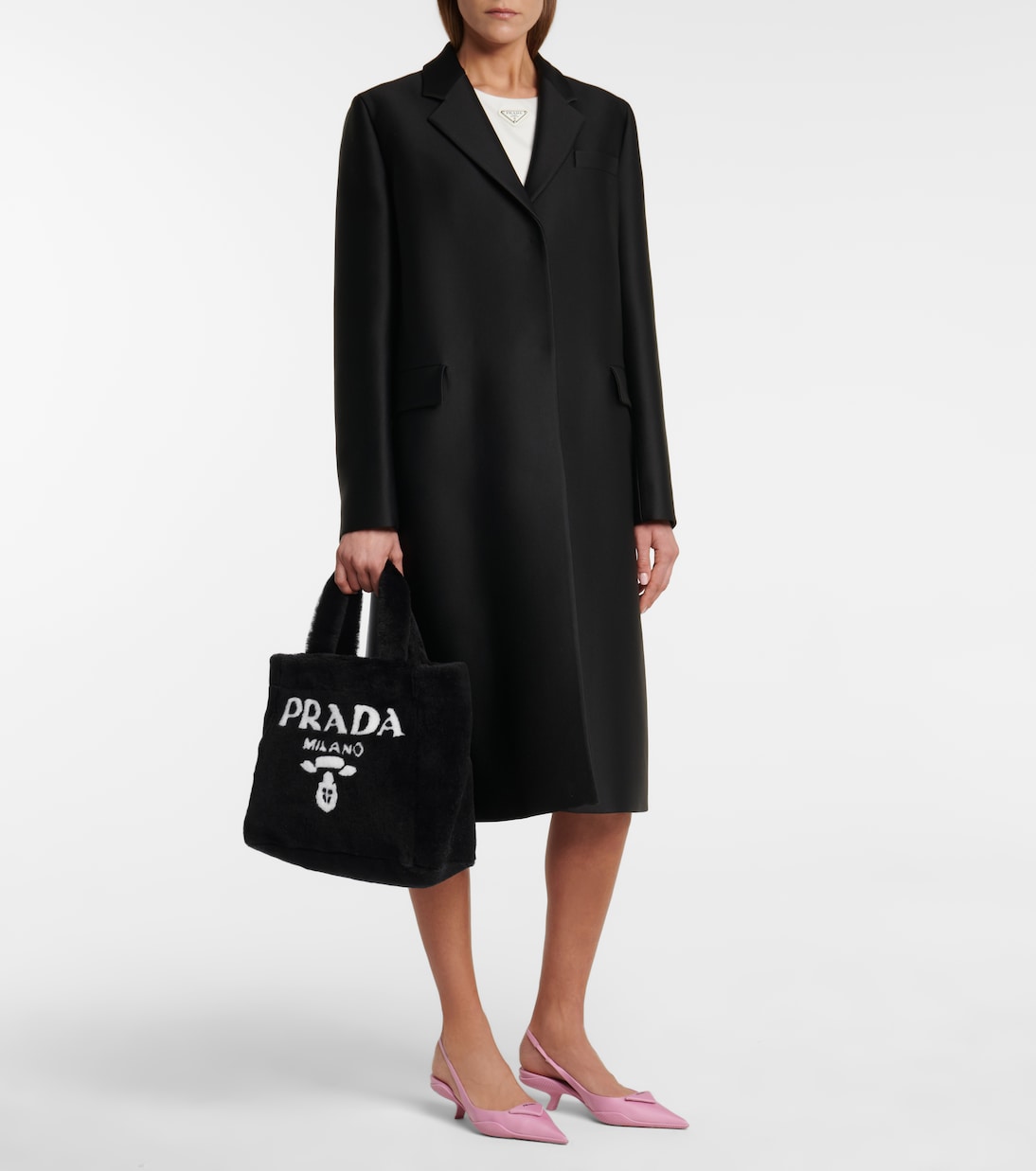 Cabas Intarsia Medium en shearling | Prada