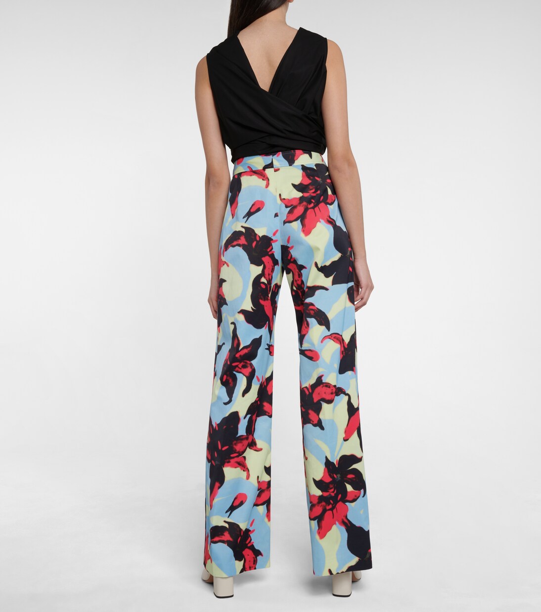 Pantalon ample en satin à fleurs | Dries Van Noten