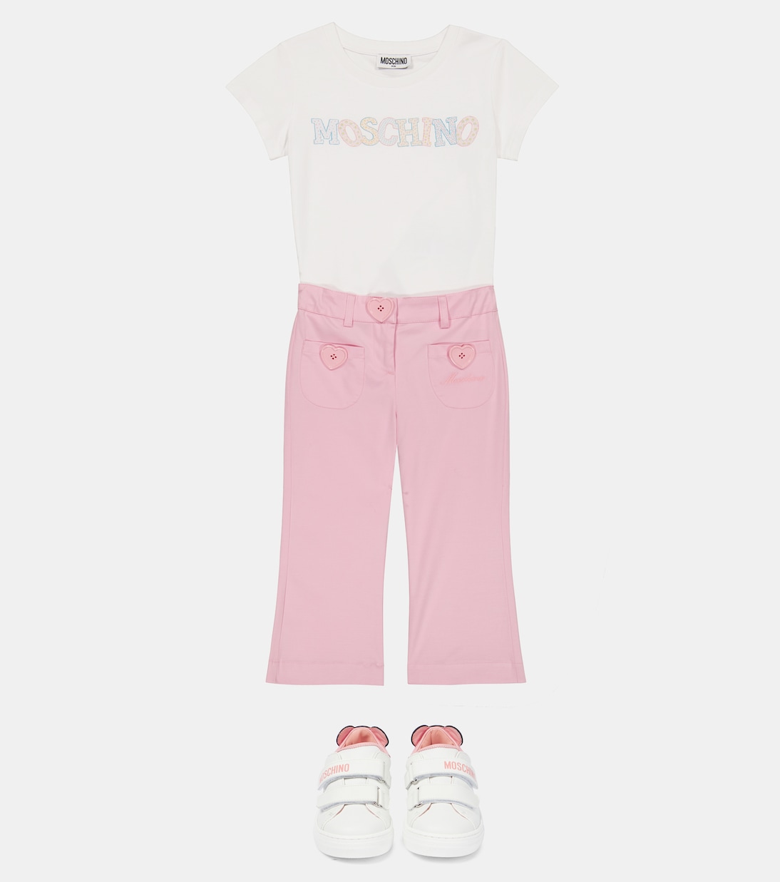 Heart-embellished cotton-blend pants | Moschino Kids