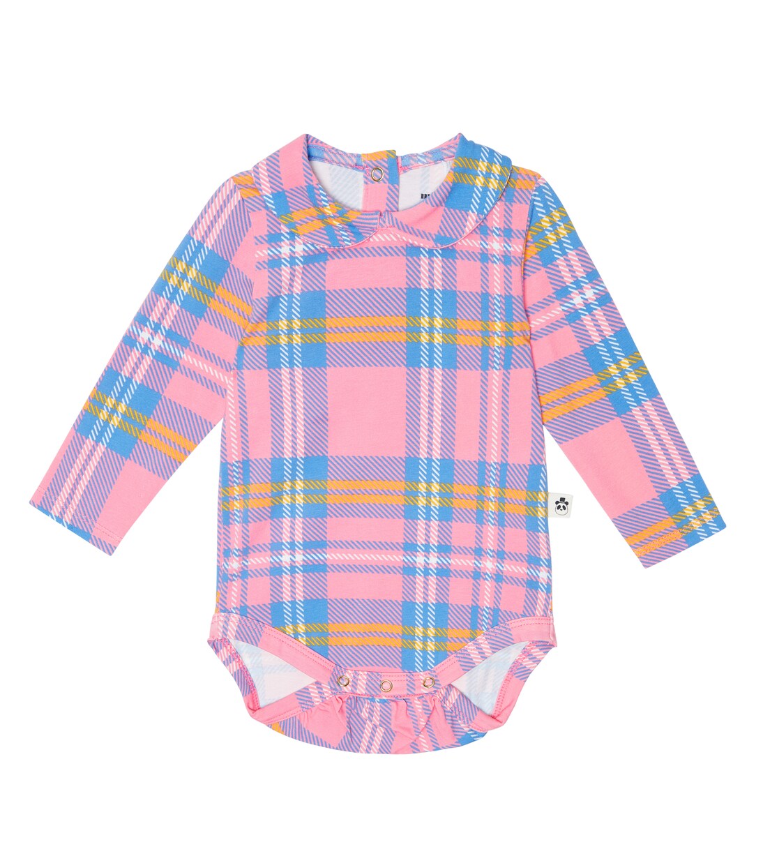 Baby checked cotton jersey onesie | Mini Rodini
