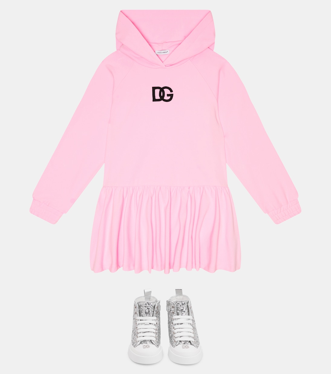DG cotton-blend hooded dress | Dolce&Gabbana Kids