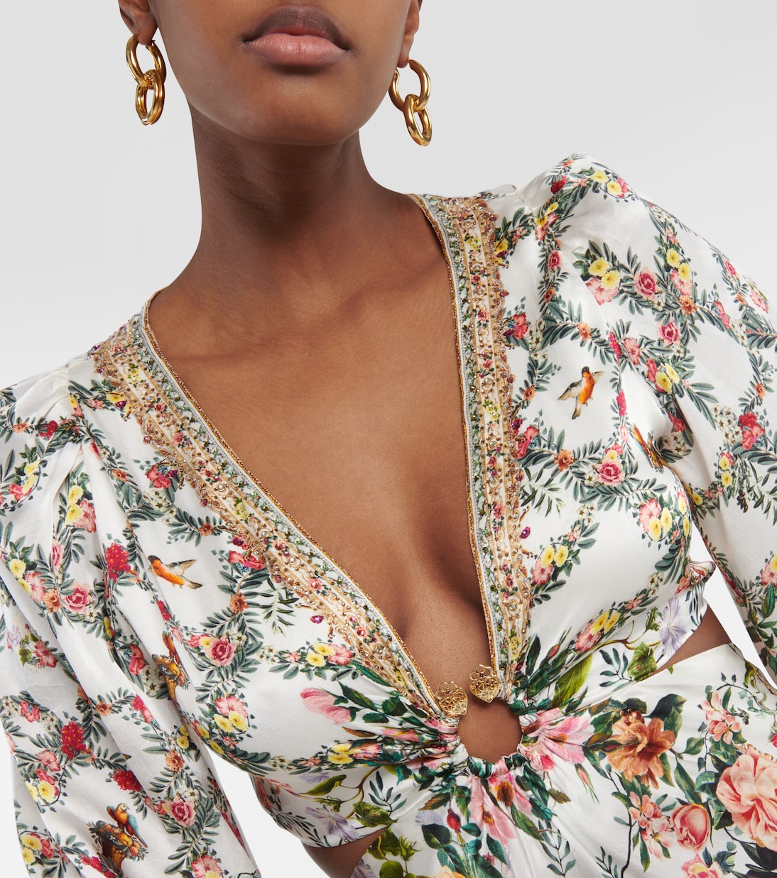 Verziertes Maxikleid aus Seide | Camilla