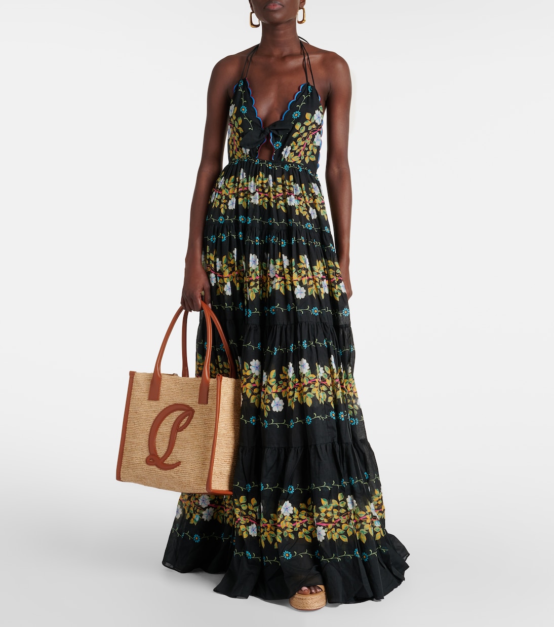 By My Side E/W Large raffia tote bag | Christian Louboutin