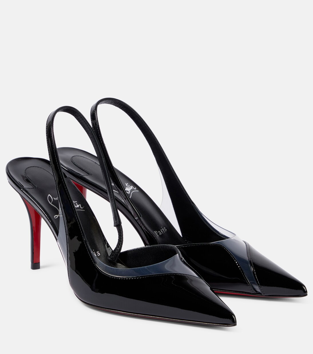 Posticha 80 leather and PVC slingback pumps | Christian Louboutin