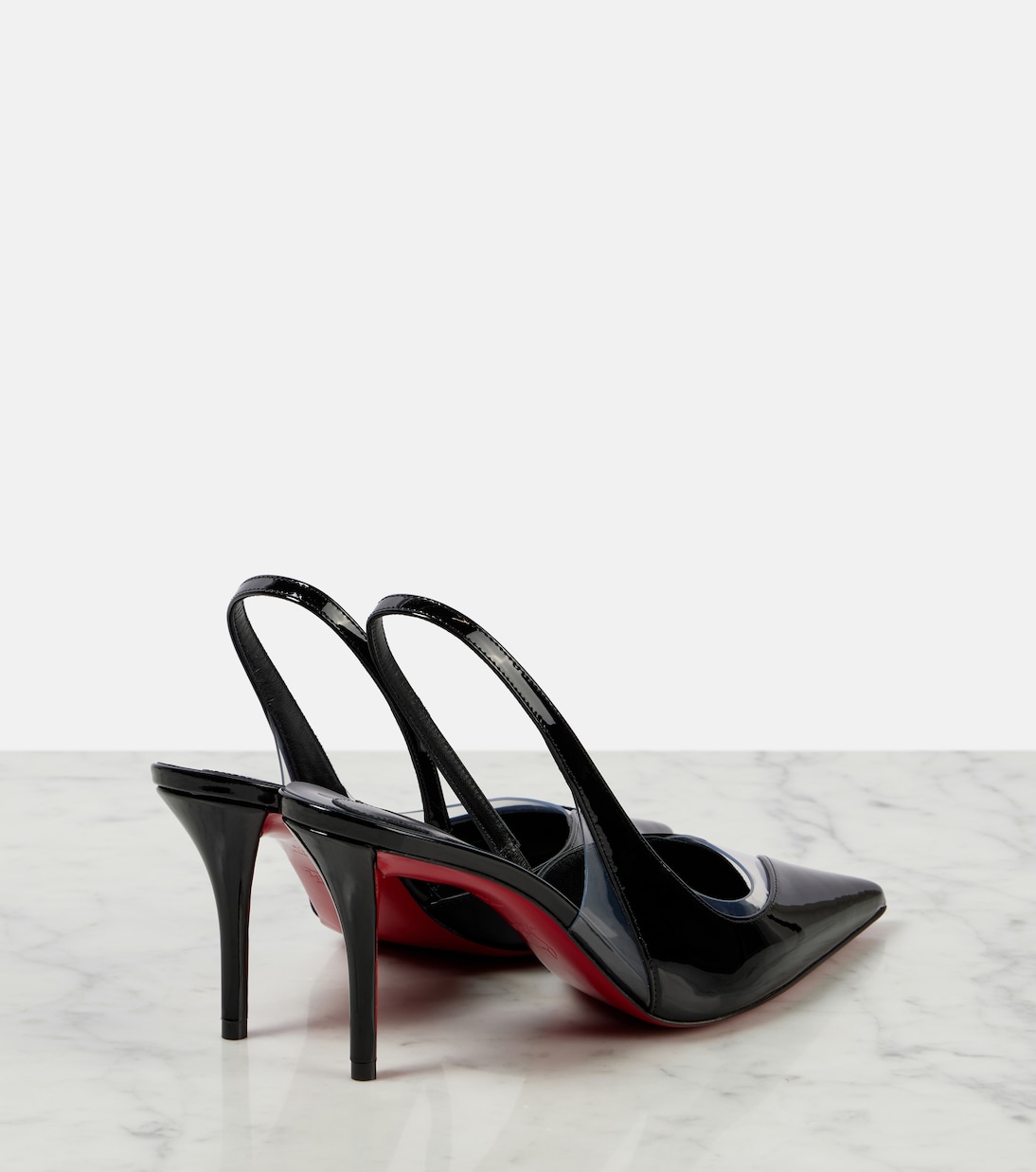 Posticha 80 leather and PVC slingback pumps | Christian Louboutin