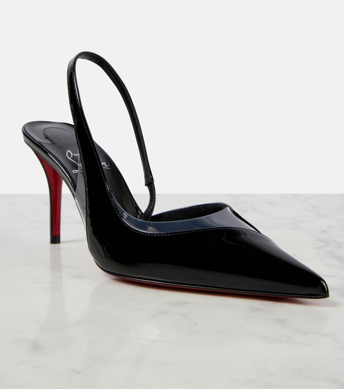 Posticha 80 leather and PVC slingback pumps | Christian Louboutin