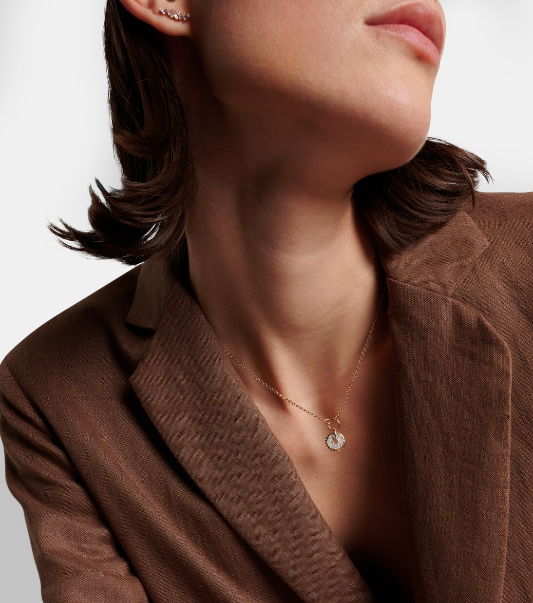 Collier Pave Diamond Disk en or 18 ct et diamants | FoundRae