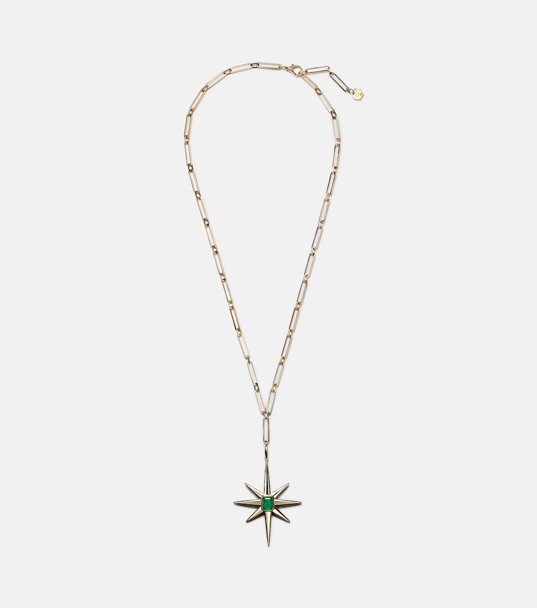 Starburst 18kt gold necklace with emerald and diamonds | Shay Jewelry