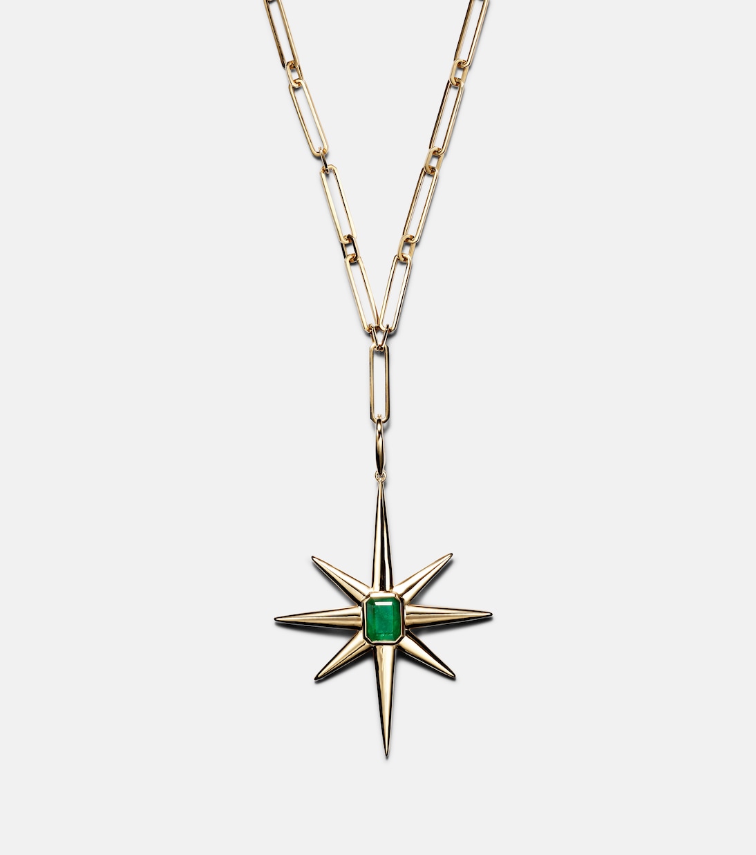 Starburst 18kt gold necklace with emerald and diamonds | Shay Jewelry