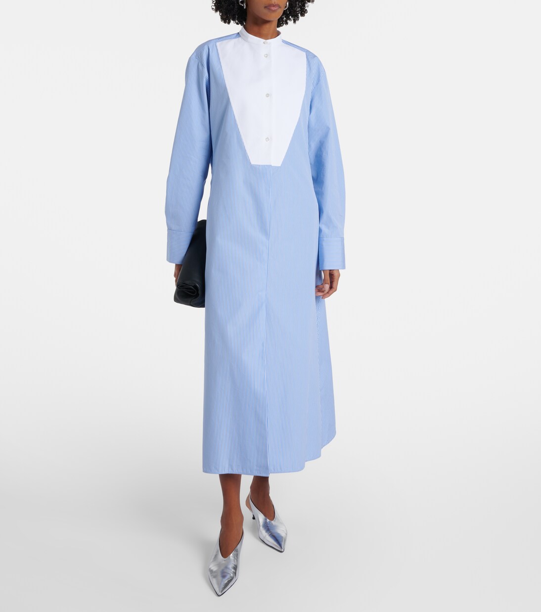 Robe chemise en coton à fines rayures | Jil Sander