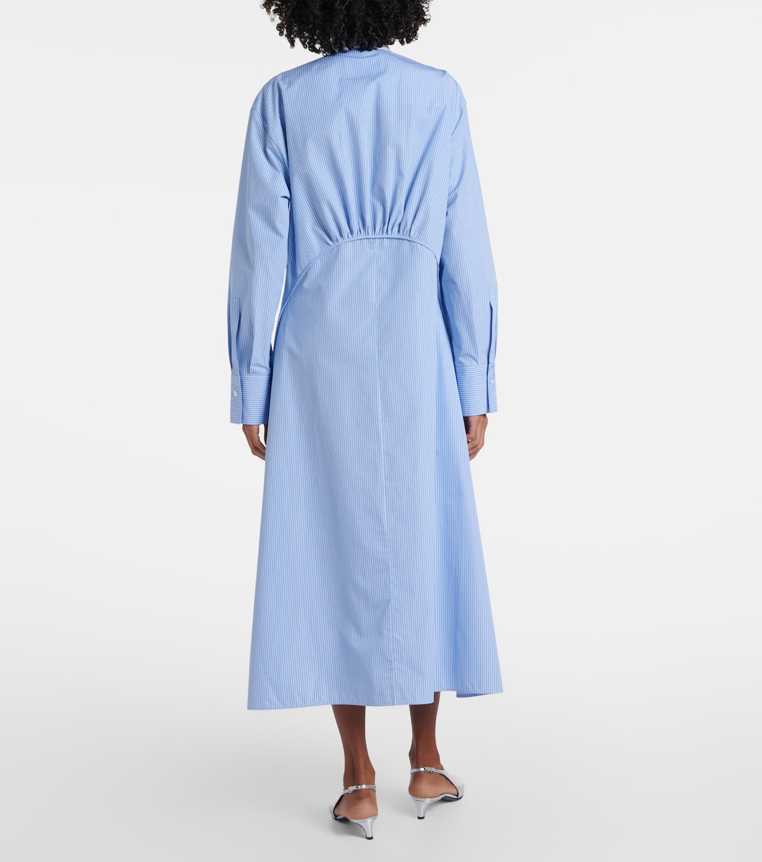 Robe chemise en coton à fines rayures | Jil Sander