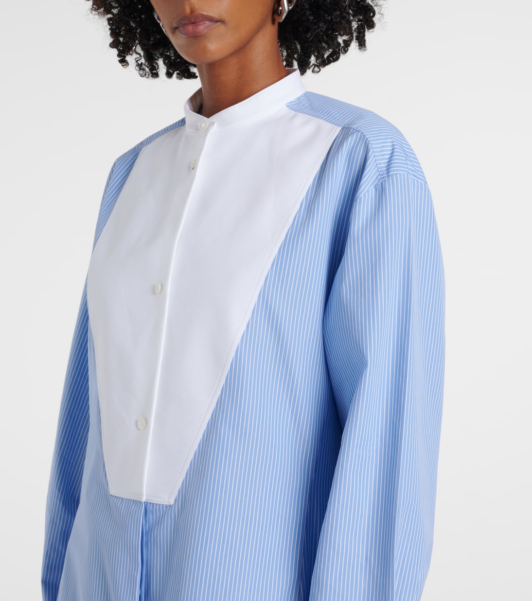 Robe chemise en coton à fines rayures | Jil Sander