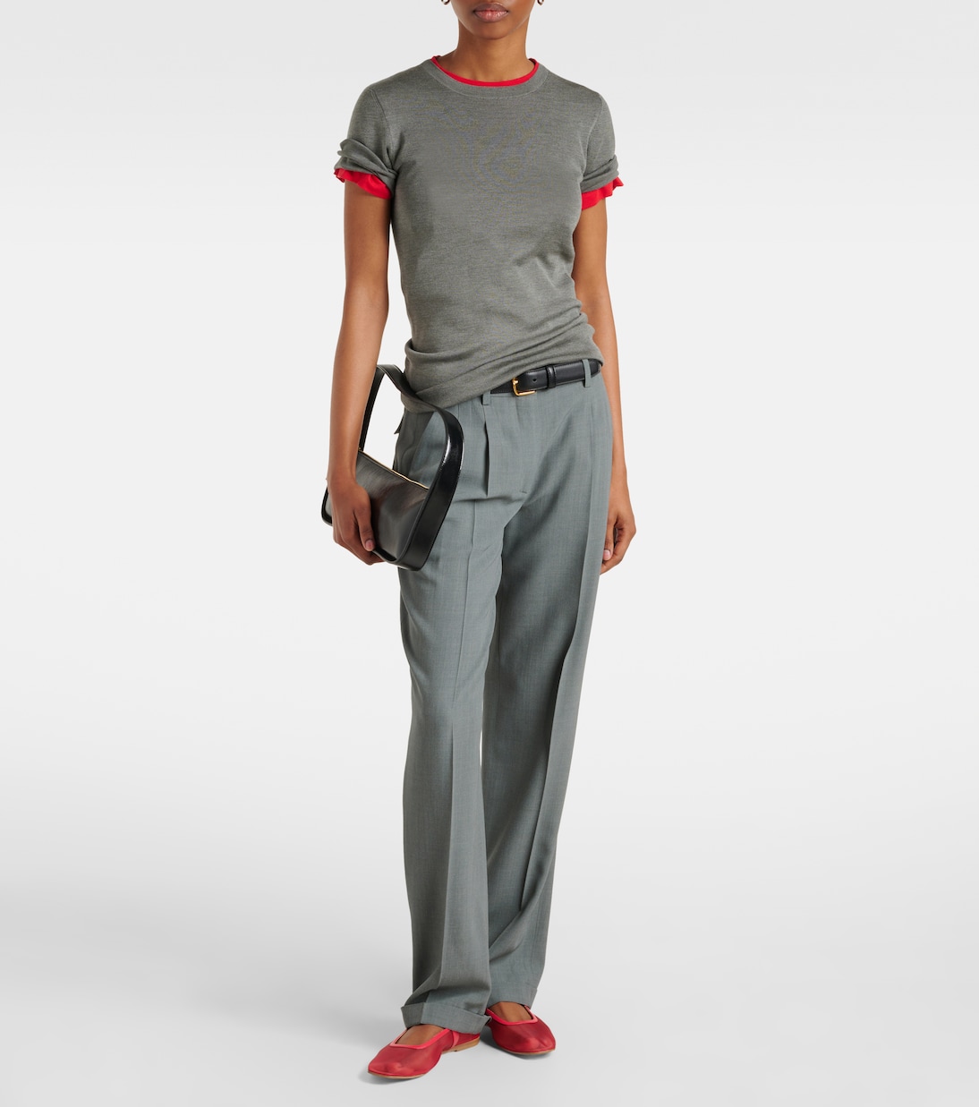 Leather-trimmed mesh Mary Jane flats | Le Monde Béryl