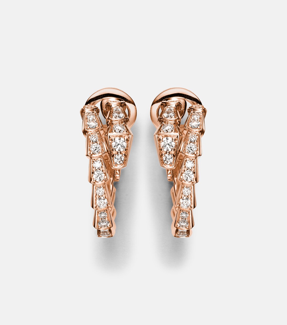 Serpenti Viper 18kt rose gold earrings with diamonds | Bvlgari
