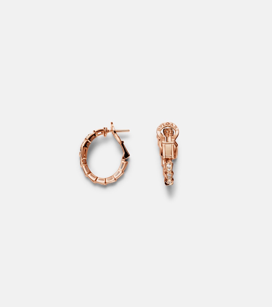 Serpenti Viper 18kt rose gold earrings with diamonds | Bvlgari
