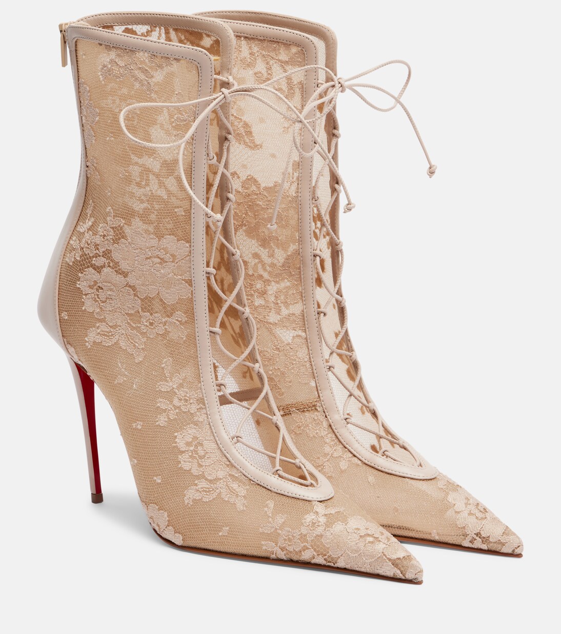 Bottines KM 100 en cuir et dentelle | Christian Louboutin