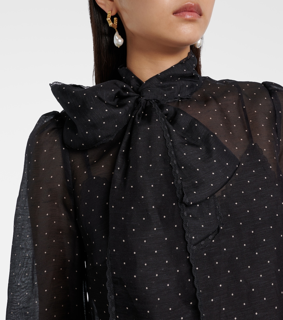 Blusa in lino e seta a pois | Zimmermann