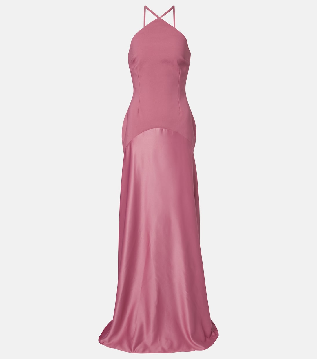 Florie satin-trimmed halterneck gown | Solace London