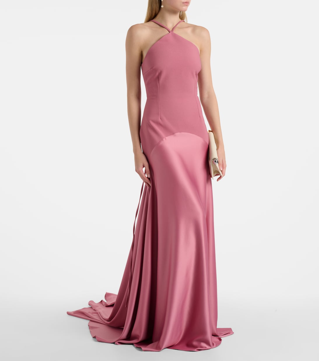 Florie satin-trimmed halterneck gown | Solace London