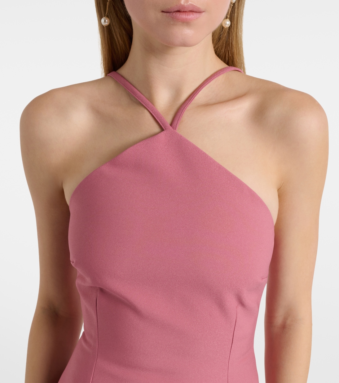 Florie satin-trimmed halterneck gown | Solace London