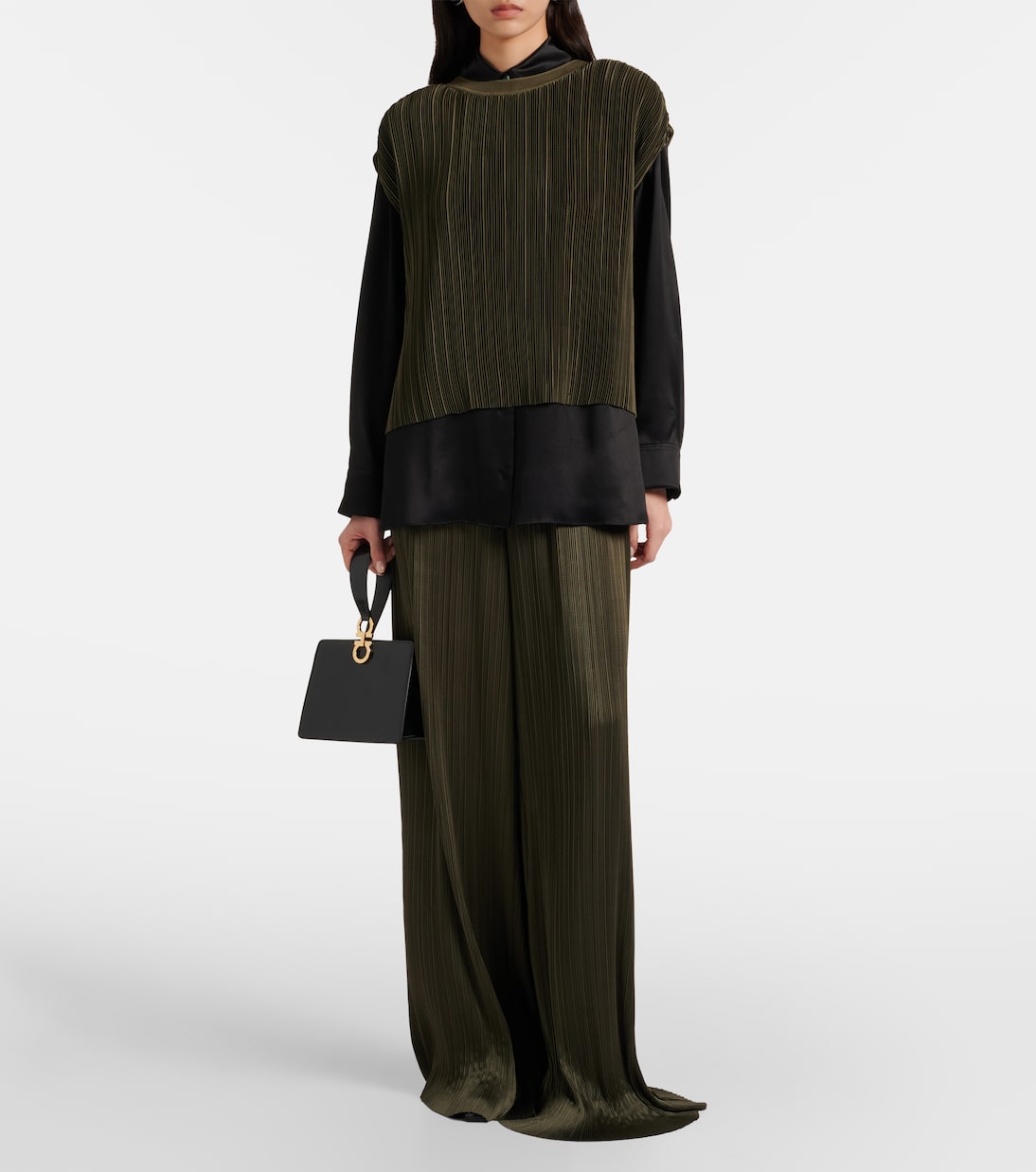 Cedre plissé satin top | Joseph