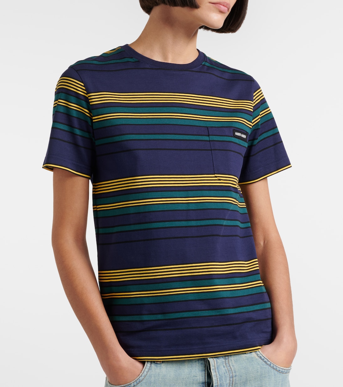 Striped cotton jersey T-shirt  | Miu Miu