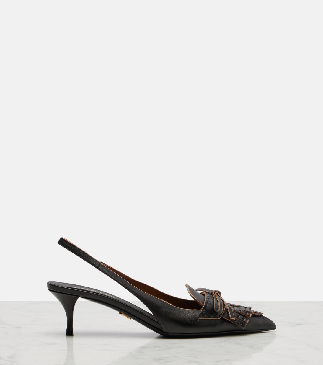 Bow-detail leather slingback pumps | Prada