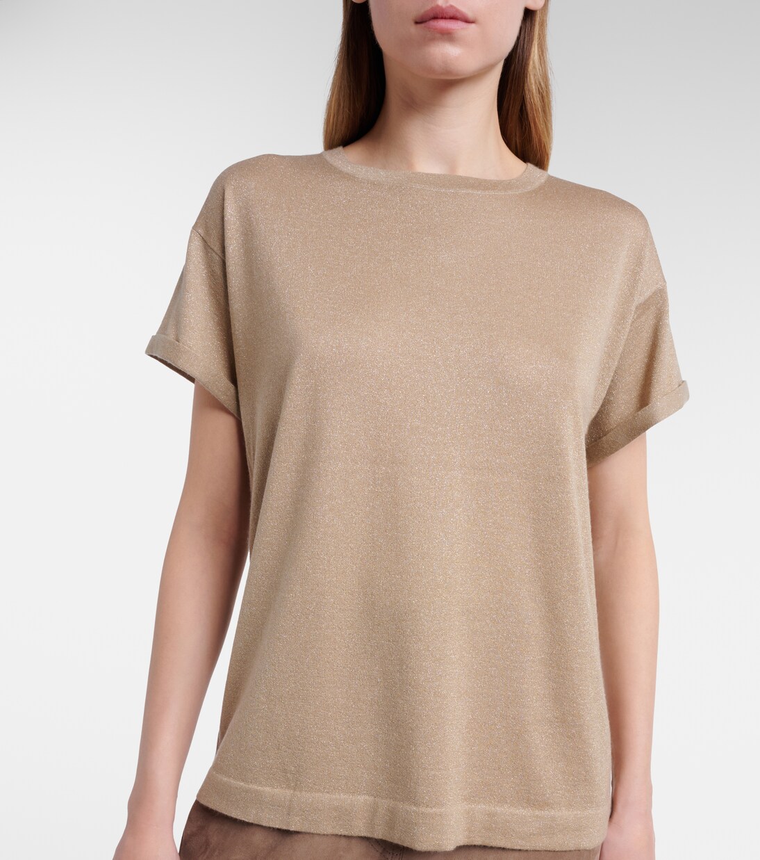 Lurex® 캐시미어 실크 블렌드 티셔츠 | Brunello Cucinelli