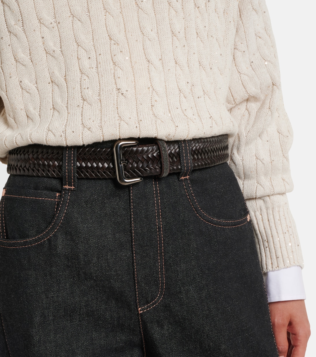 Monili braided leather belt | Brunello Cucinelli