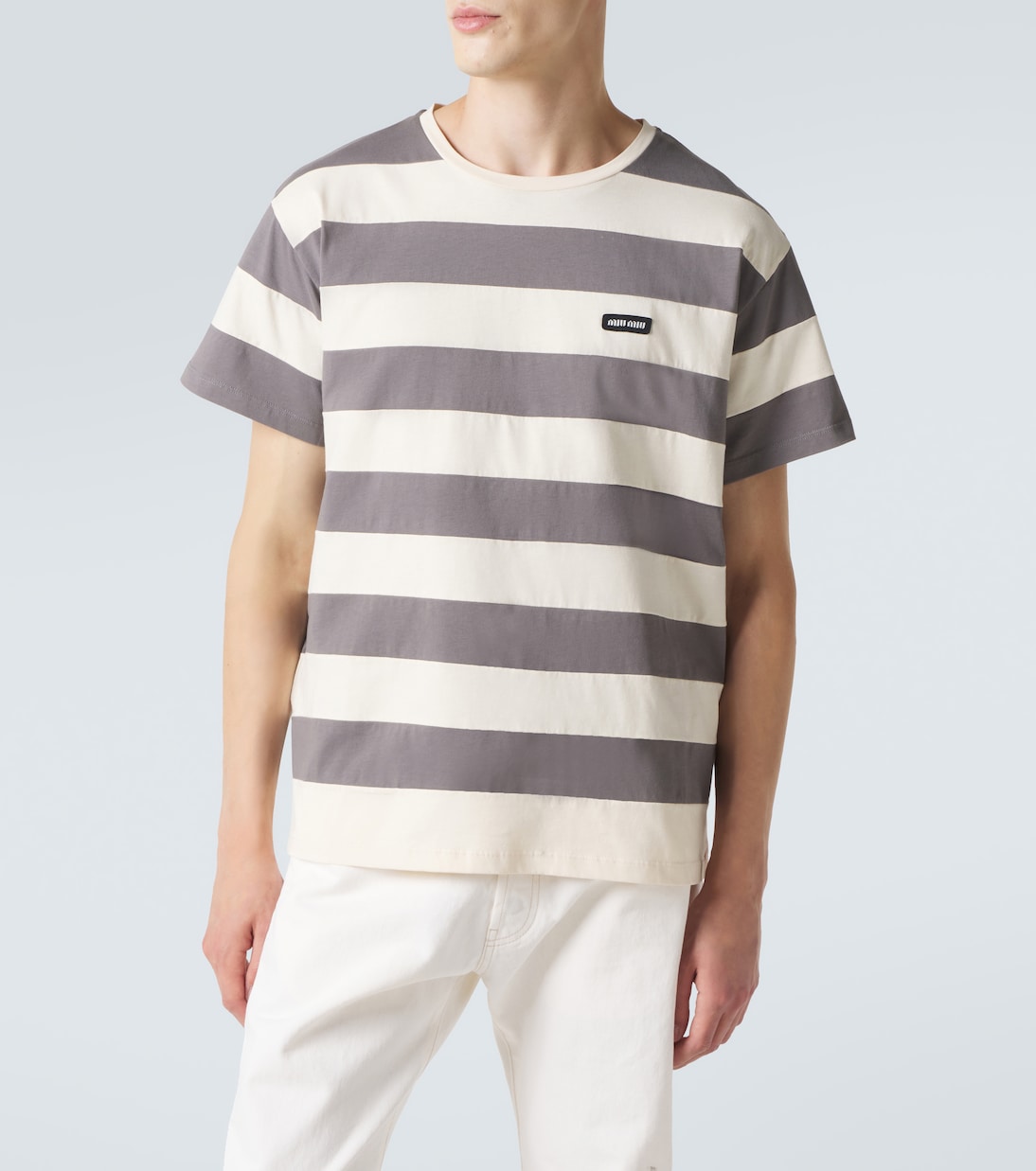Striped cotton jersey T-shirt | Miu Miu
