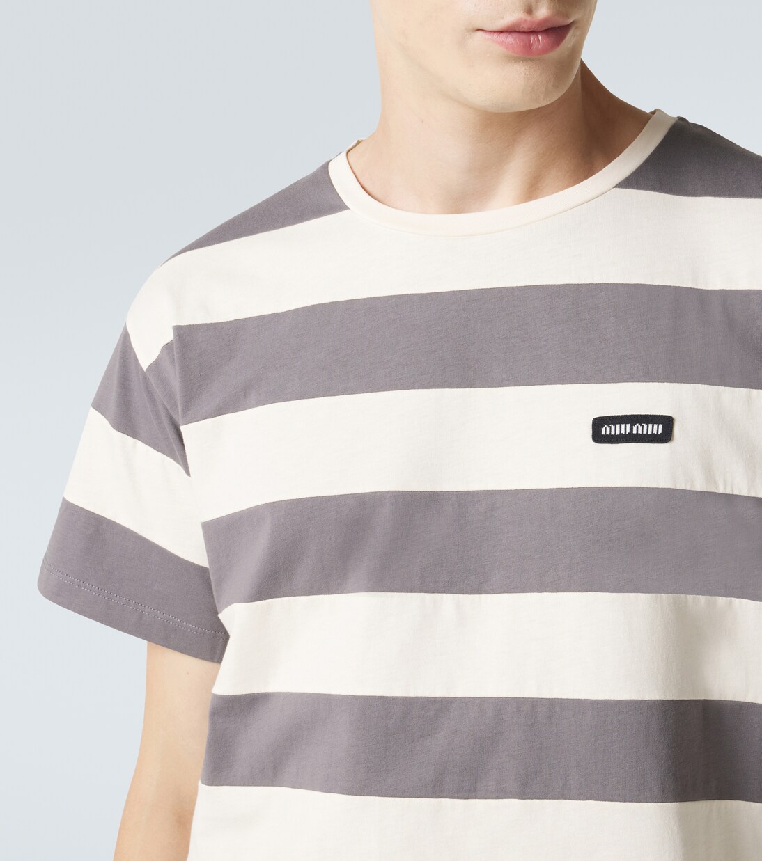 Striped cotton jersey T-shirt | Miu Miu