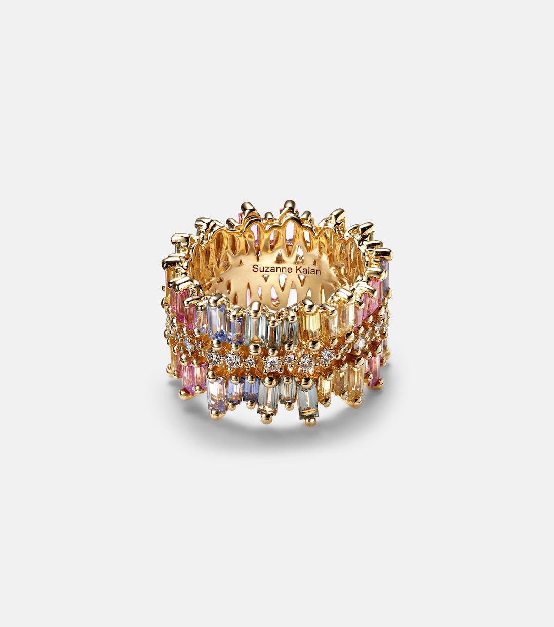 18kt gold ring with diamonds and sapphires | Suzanne Kalan
