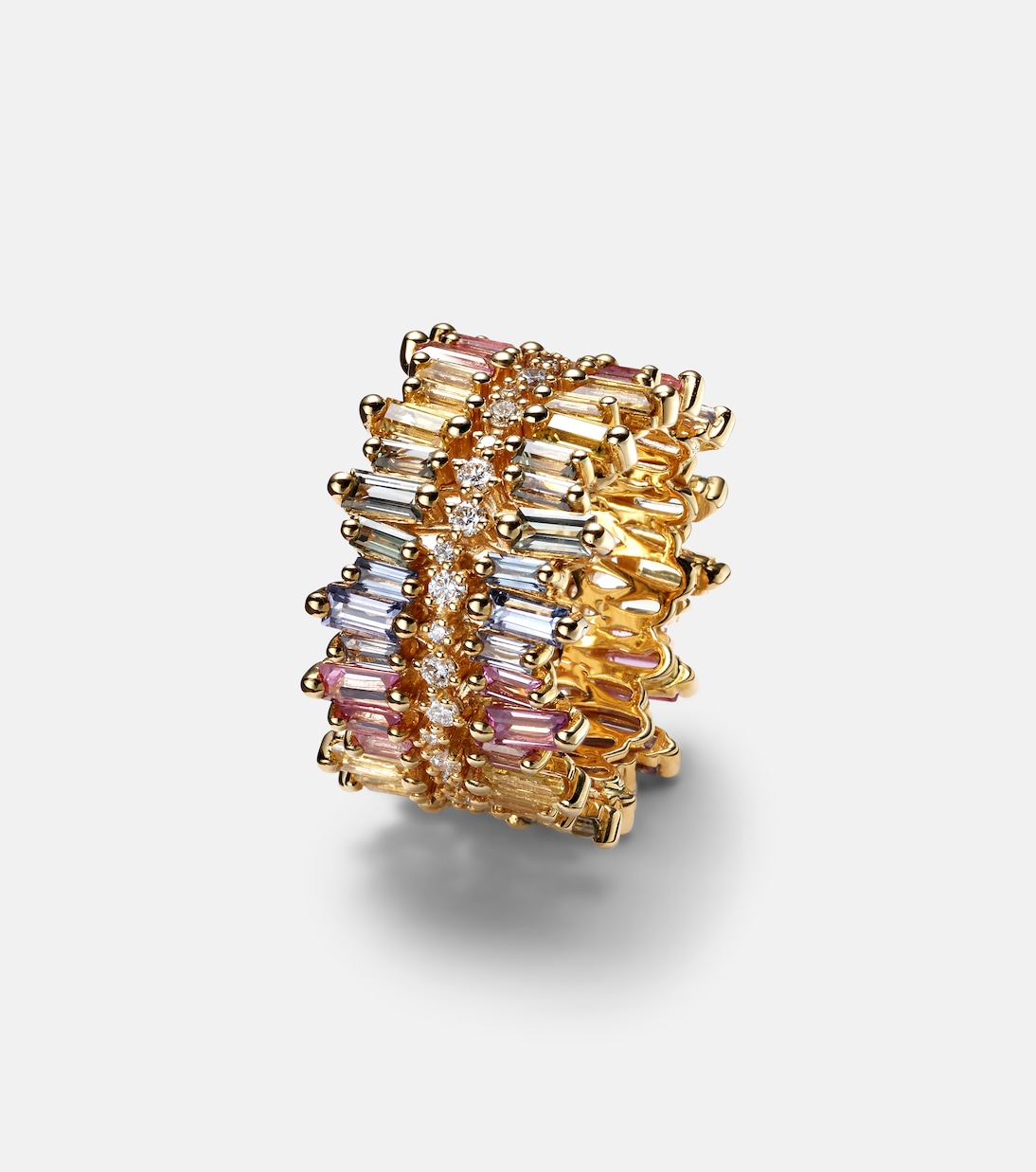 18kt gold ring with diamonds and sapphires | Suzanne Kalan