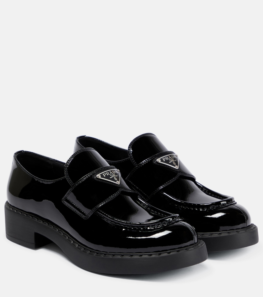 Logo patent leather loafers | Prada