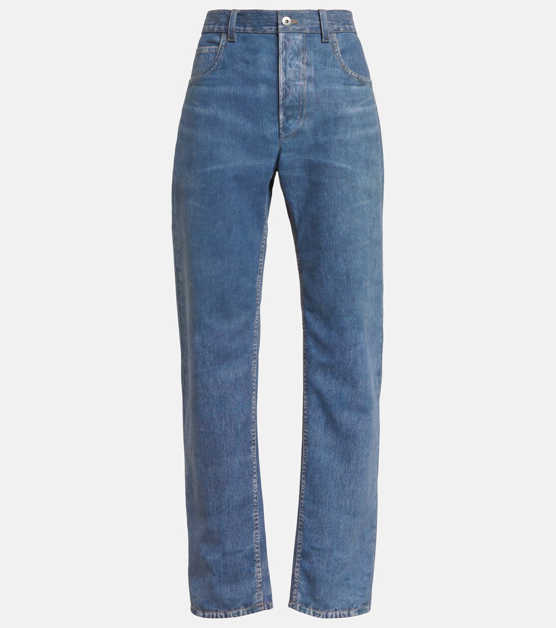 Pantalón de piel con estampado de denim | Bottega Veneta