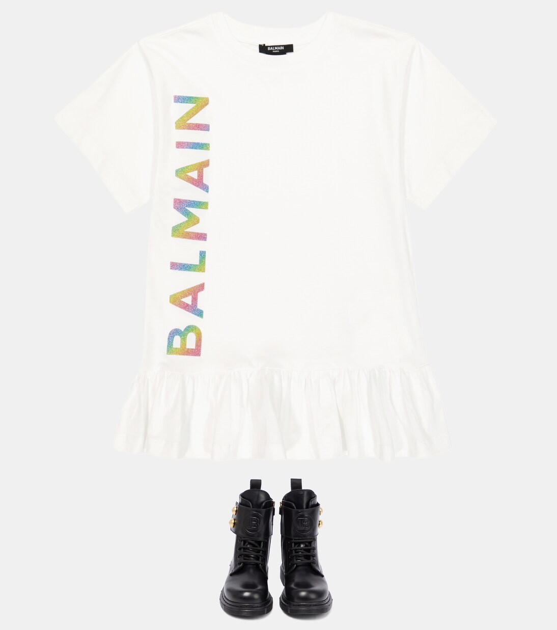 Logo cotton jersey dress | Balmain Kids