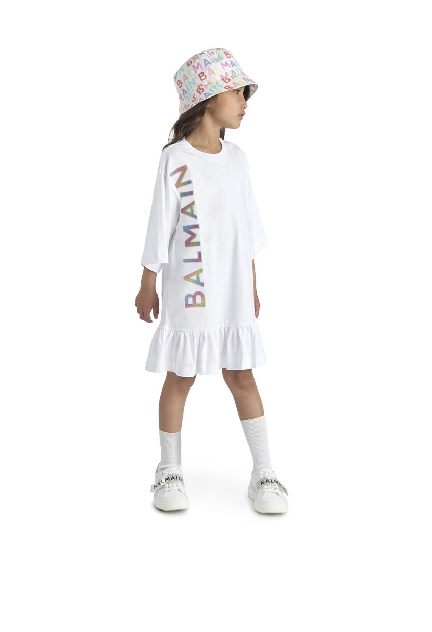 Logo cotton jersey dress | Balmain Kids